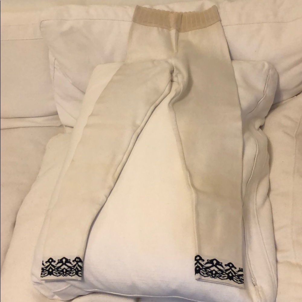 Vintage Alaia Cream Leggings Scalloped Waist Black